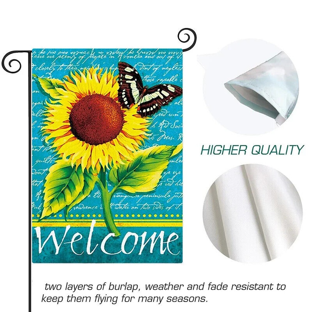Welcome Sunflower & Butterfly Garden Flag Double Sided 12" x 18" NEW! Home & Garden:Yard, Garden & Outdoor Living:Décor:Flags Style Your Walls
